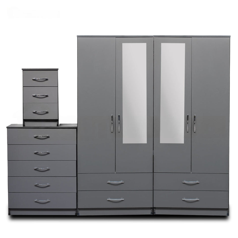 2-HALF MIRROR WITH 4-BOTTOM DRAWERS(4 DOOR)