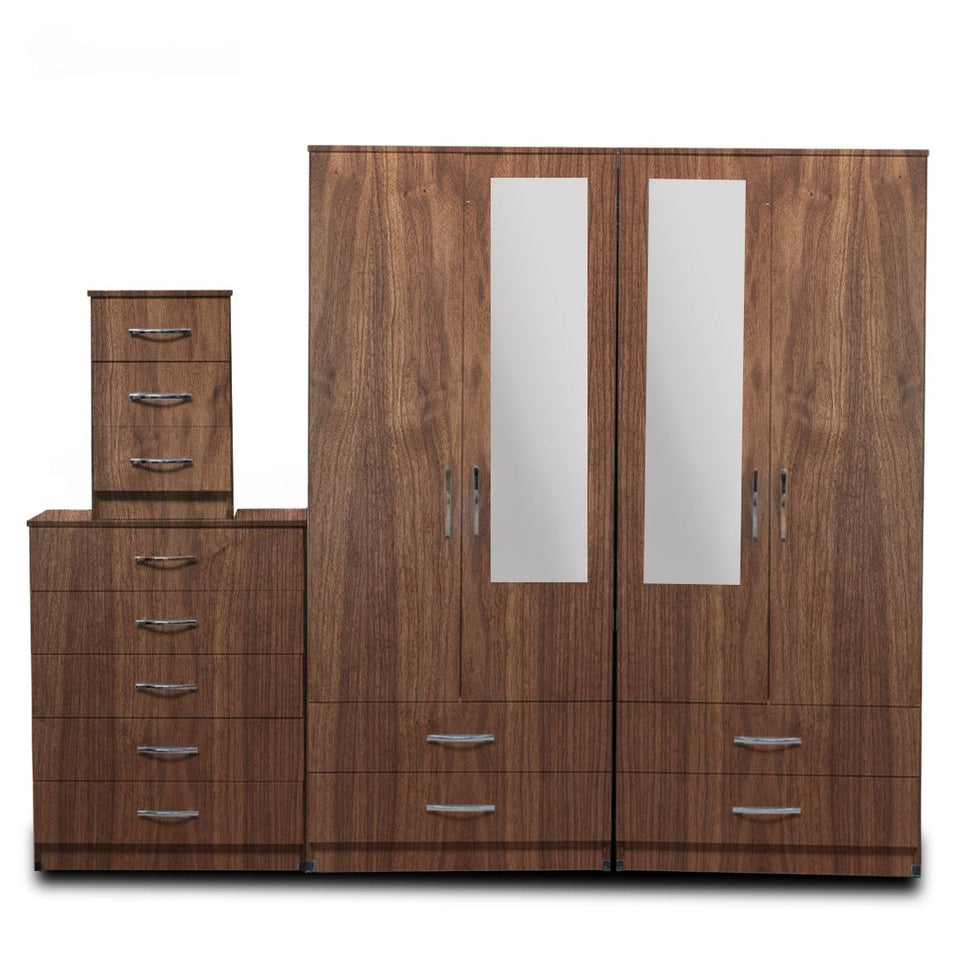 2-HALF MIRROR WITH 4-BOTTOM DRAWERS(4 DOOR)