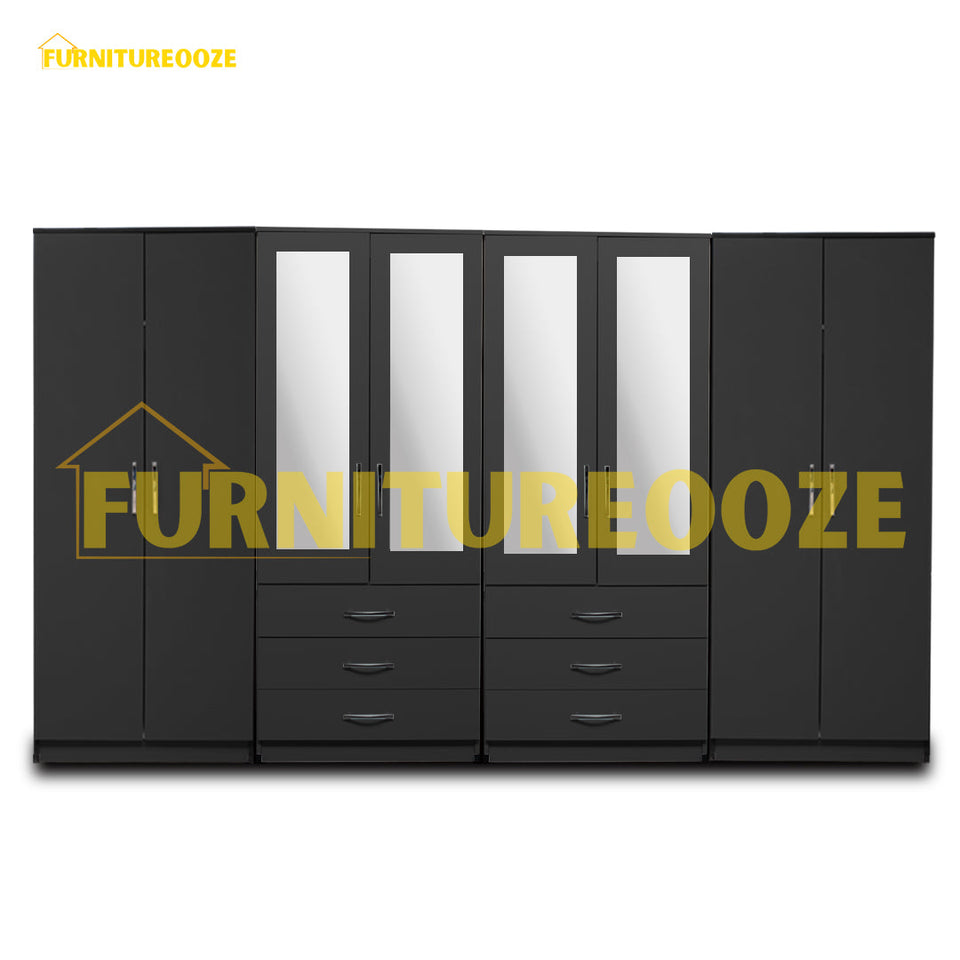 4-HALF MIRROR WITH 6-BOTTOM DRAWERS (8-DOOR)